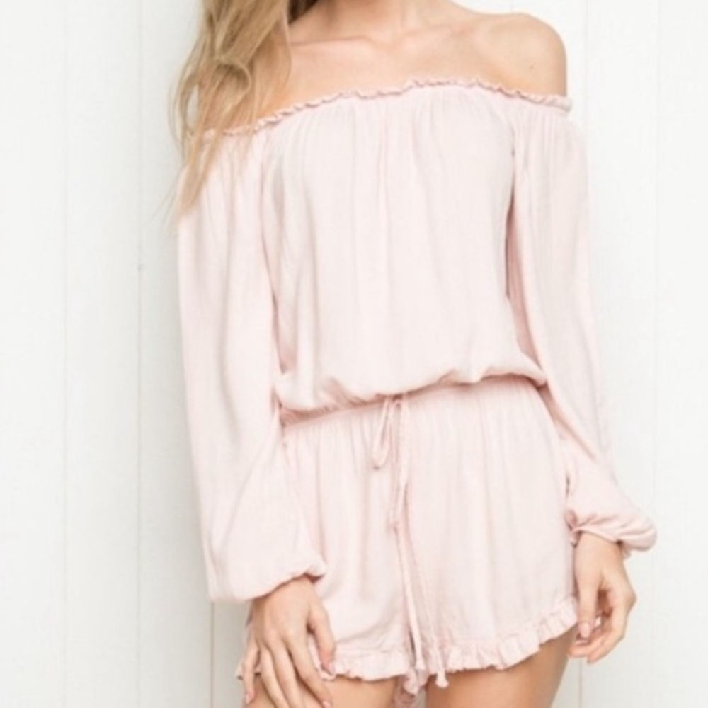 Brandy Melville Blush Pink Off the Shoulder Romper